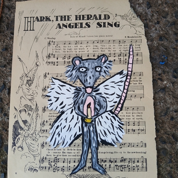 Angel Possum Painting Folk Art Mixed Media - Picture 8 of 8